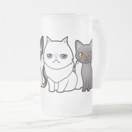 あなた自身の漫画猫を設計して下さい フロストグラスビールジョッキ (正面右)