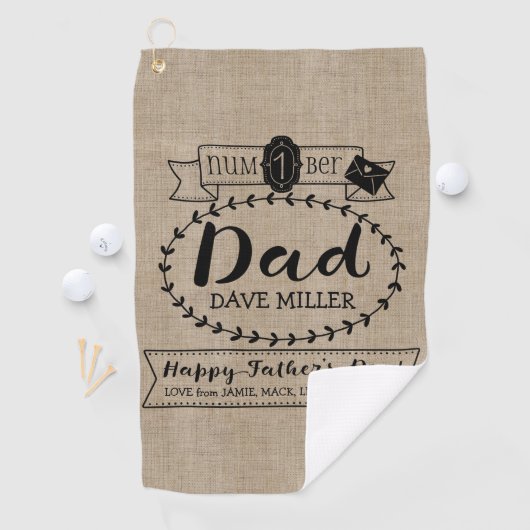 あなた自身の父の日数に1つのパパのモノグラムをして下さい ゴルフタオル (インサイチュ)