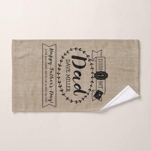 あなた自身の父の日数に1つのパパのモノグラムをして下さい ハンドタオル (ハンドタオル)