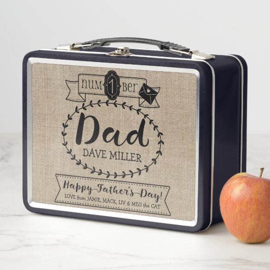 あなた自身の父の日数に1つのパパのモノグラムをして下さい メタルランチボックス (インサイチュ)