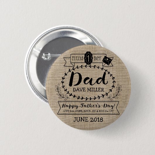 あなた自身の父の日数に1つのパパのモノグラムをして下さい 缶バッジ (正面&裏面)