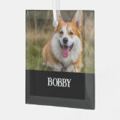 あなた自身の犬の写真と名前を追加 ガラスオーナメント (正面左)