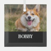あなた自身の犬の写真と名前を追加 ガラスオーナメント (正面)