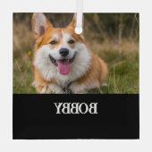あなた自身の犬の写真と名前を追加 ガラスオーナメント (裏面)