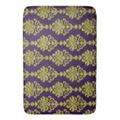 あなた自身の王室のな紫色の金ゴールドのダマスク織を作成して下さい バスマット (正面縦)