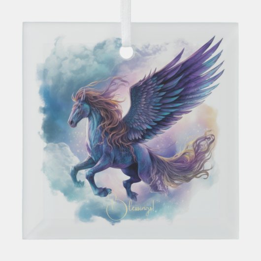 あなた自身の神話のペガサスを作る ガラスオーナメント (正面)