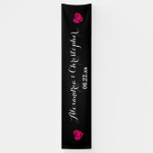 あなた自身の結婚式の旗A01のピンクのハートを作成して下さい 横断幕 (縦)