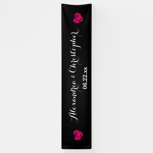 あなた自身の結婚式の旗A01のピンクのハートを作成して下さい 横断幕 (縦)