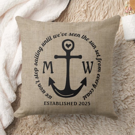 あなた自身の航海のないかりのハートの沿岸ロゴを作成して下さい クッション (ブランケット)