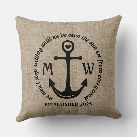 あなた自身の航海のないかりのハートの沿岸ロゴを作成して下さい クッション (裏面)