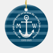 あなた自身の航海のないかりのハートの沿岸ロゴを作成して下さい セラミックオーナメント (裏面)