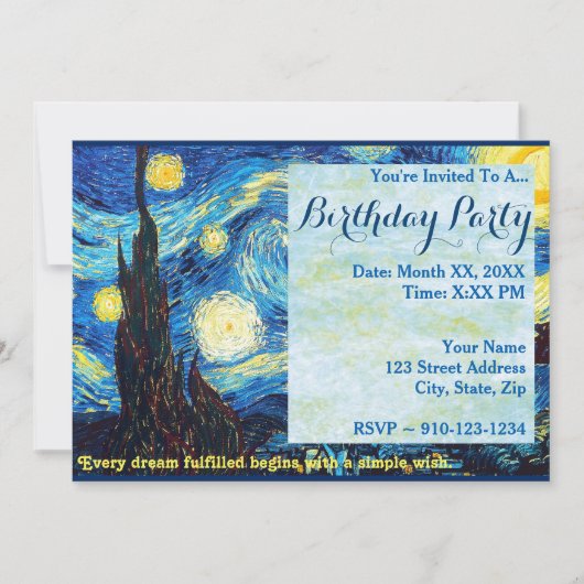 あなた自身の誕生日のパーティの招待状を作成して下さい 招待状 (正面)