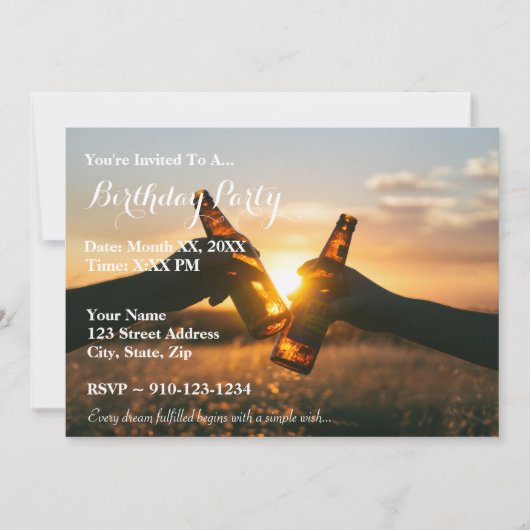 あなた自身の誕生日ビールパーティの招待状を作成して下さい 招待状 (正面)