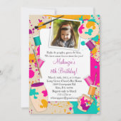 あなた自身の陶器の誕生日のパーティの招待状を絵を描いて下さい 招待状 (正面)