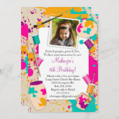 あなた自身の陶器の誕生日のパーティの招待状を絵を描いて下さい 招待状 (正面/裏面)