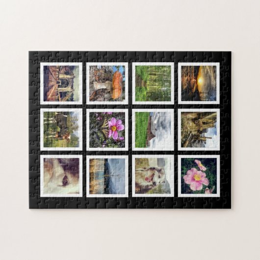 あなた自身の12にInstagramの写真のコラージュを作って下さい ジグソーパズル (横)