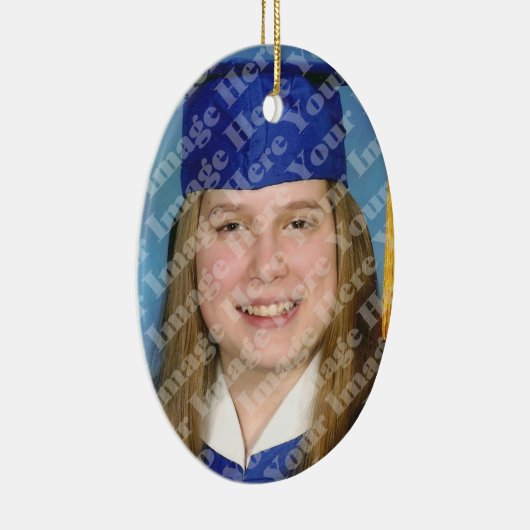 あなた自身の2つを楕円形の写真の記念品味方しました作成して下さい セラミックオーナメント (右)