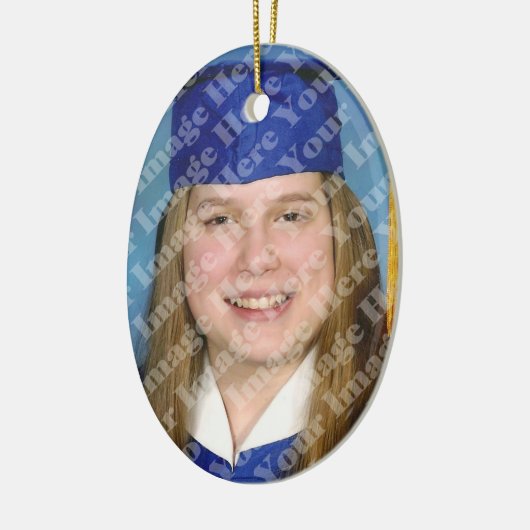 あなた自身の2つを楕円形の写真の記念品味方しました作成して下さい セラミックオーナメント (左)