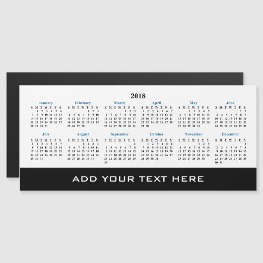 あなた自身の2018年のカスタムなカレンダーのマグネティック・カードを作成して下さい (正面/裏面)