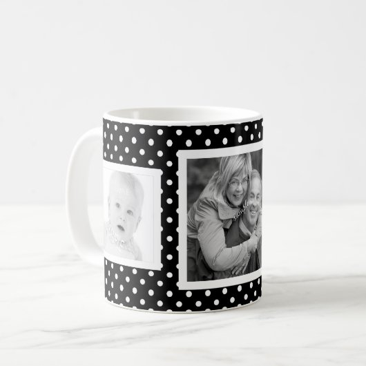 あなた自身の3つの正方形の写真を作成して下さい コーヒーマグカップ (正面左)