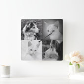 あなた自身の4 Instagramの写真の正方形の時計を作って下さい スクエア壁時計 (ホーム)