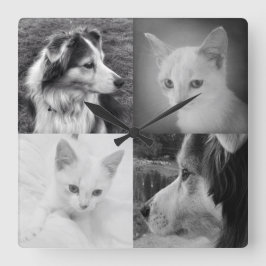 あなた自身の4 Instagramの写真の正方形の時計を作って下さい スクエア壁時計