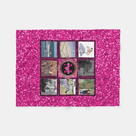 あなた自身の| Instagramの写真のコラージュの名前を作成して下さい フリースブランケット (正面(横))