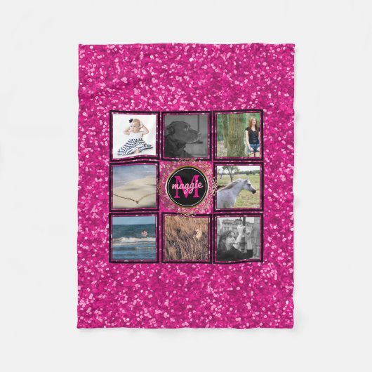 あなた自身の| Instagramの写真のコラージュの名前を作成して下さい フリースブランケット (正面)