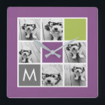 あなた自身のInstagramのコラージュのカスタムのモノグラムを作成して下さい スクエア壁時計<br><div class="desc">放射蘭、ライムグリーンおよび木炭正方形を特色にすること。 このデザインのためにInstagramの写真を使用できます。 ユニークで、個人的なギフトを作成するのに6つの正方形の写真を使用して下さい。 またはヒップスターの子犬を飼い、粋な記念品を作ることができます。 写真を調節する必要があったら変更を行なうためにカスタマイズ用具をつけて下さい。</div>