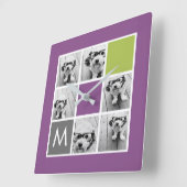 あなた自身のInstagramのコラージュのカスタムのモノグラムを作成して下さい スクエア壁時計 (傾斜)