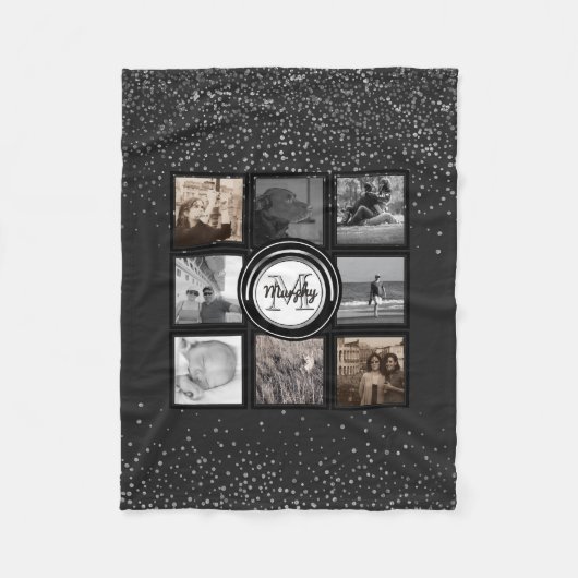 あなた自身のInstagram |の家族写真のコラージュを作成して下さい フリースブランケット (正面)