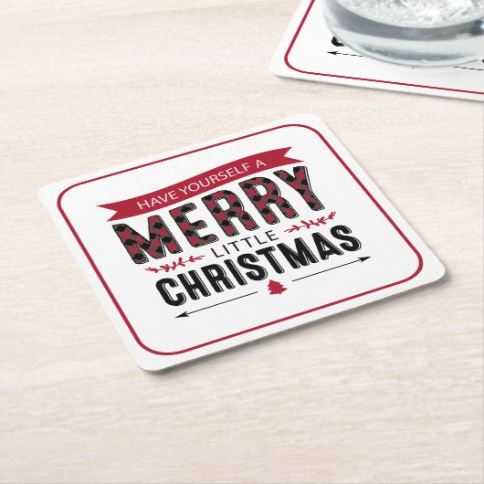 あなた自身をメリーで小さいクリスマスのコースター持って下さい スクエアペーパーコースター (アングル)