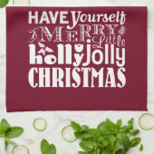 あなた自身をメリーで小さいヒイラギのすてきなクリスマス持って下さい キッチンタオル (折り畳み)