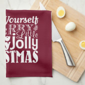 あなた自身をメリーで小さいヒイラギのすてきなクリスマス持って下さい キッチンタオル (四つ折り)