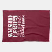 あなた自身をメリーで小さいヒイラギのすてきなクリスマス持って下さい キッチンタオル (横)