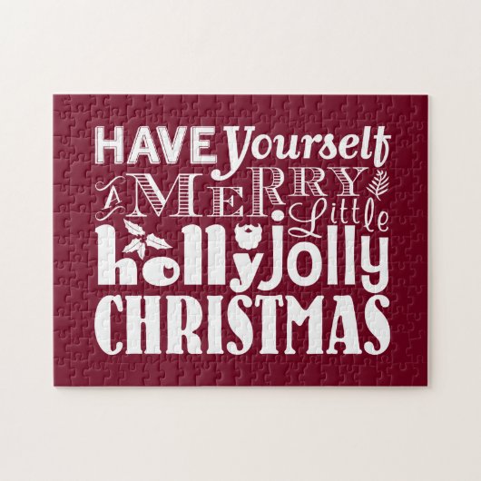 あなた自身をメリーで小さいヒイラギのすてきなクリスマス持って下さい ジグソーパズル (横)