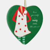 あなた自身を粋なクリスマスのハートのオーナメント持って下さい セラミックオーナメント (右)