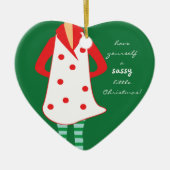 あなた自身を粋なクリスマスのハートのオーナメント持って下さい セラミックオーナメント (正面)