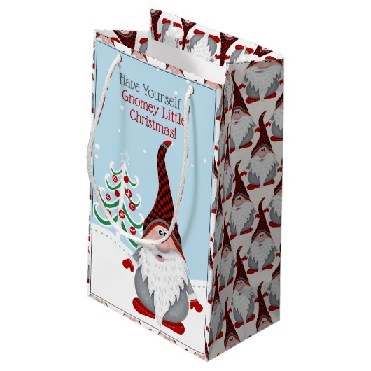 あなた自身グノーミーな赤い格言クリスマスクリスマス スモールペーパーバッグ (裏面アングル)