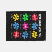 あなた自閉症意識パズル聖句Chris フリースブランケット (正面(横))