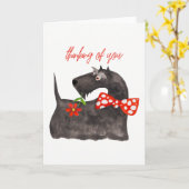 "あなた"の考えることかわいい犬の水彩画のブランク中 カード (黄色い花)