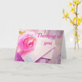 "あなた"の考えること柔らかいばら色の水彩画カード カード (黄色い花)