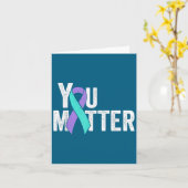 あなた ティール パープル リボン 自殺予防意識 カード (黄色い花)