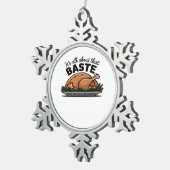 あのバストアップのクリスマス クラシックレトロルック スノーフレークピューターオーナメント (右)