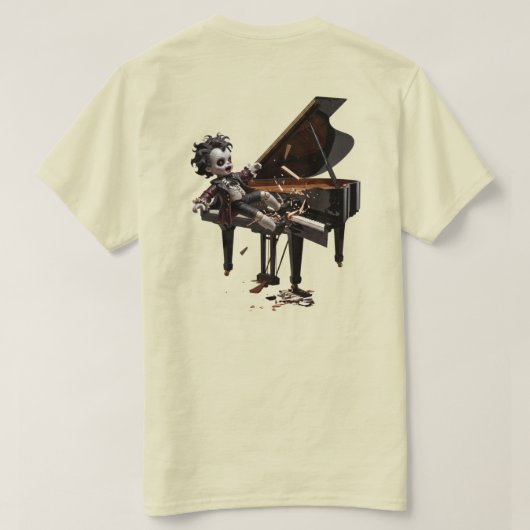 あのピアノを破壊 Tシャツ (デザイン裏面)