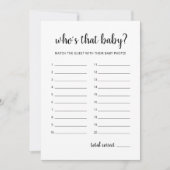 あのベビーは誰？ゲームベビーシャワーパーティーカード 招待状 (正面)