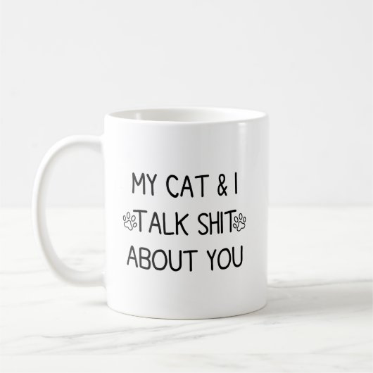 あの人について私と猫が話してる 両面 コーヒーマグカップ (左)