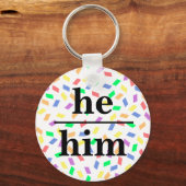 あの人はパステルレインボーで代名詞を振る キーホルダー (正面)