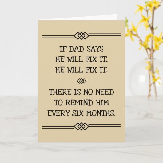 あの人はパパの冗談を言おもしろいう カード (黄色い花)