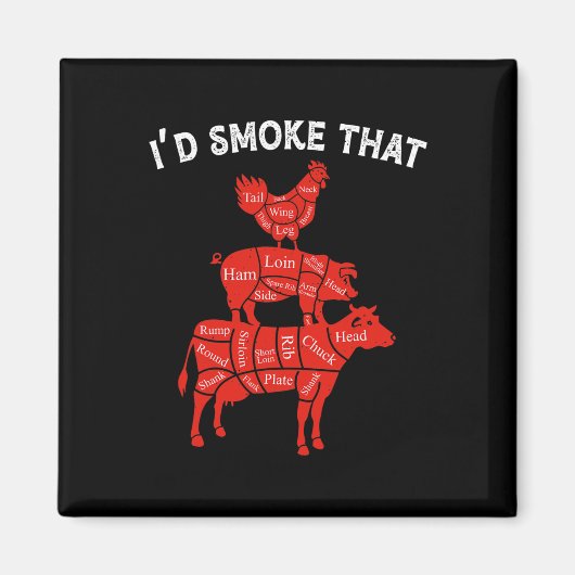 あの喫煙バーベキューBbq恋人グリルを吸う マグネット (正面)